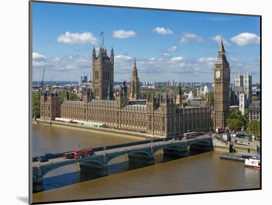 Buses Crossing Westminster Bridge by Houses of Parliament, London, England, United Kingdom, Europe-Walter Rawlings-Mounted Photographic Print