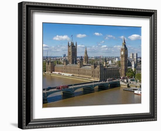 Buses Crossing Westminster Bridge by Houses of Parliament, London, England, United Kingdom, Europe-Walter Rawlings-Framed Photographic Print