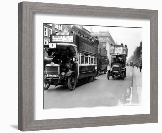 Buses Driven by Volunteers Seen Here in Oxford Street During the 10th Day of the General Strike-Staff-Framed Photographic Print