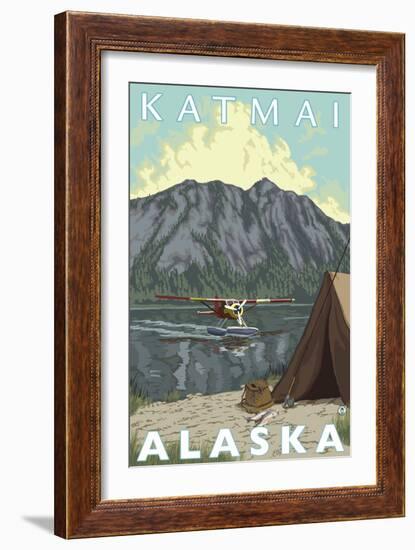 Bush Plane & Fishing, Katmai, Alaska-Lantern Press-Framed Art Print