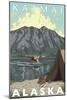 Bush Plane & Fishing, Katmai, Alaska-Lantern Press-Mounted Art Print