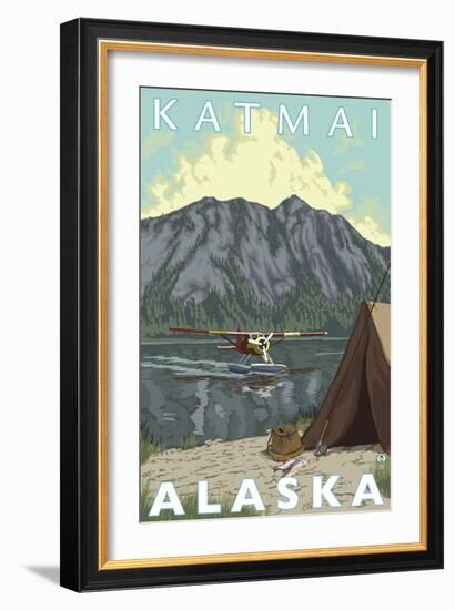 Bush Plane & Fishing, Katmai, Alaska-Lantern Press-Framed Art Print