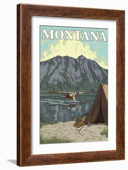 Bush Plane & Fishing, Montana-Lantern Press-Framed Art Print