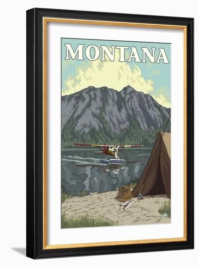 Bush Plane & Fishing, Montana-Lantern Press-Framed Art Print