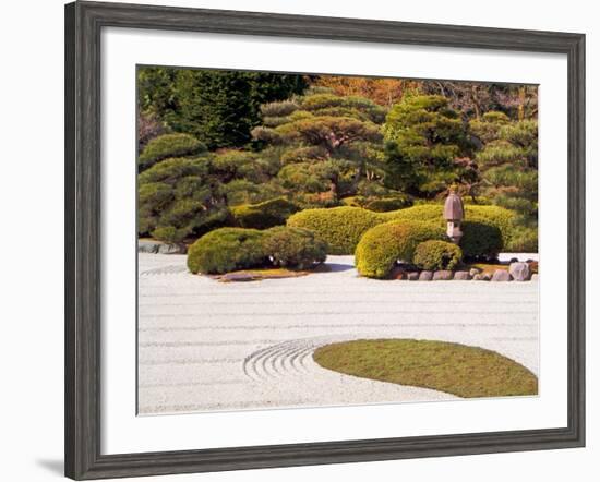 Bushes and Pagoda-Style Lamp in the Japanese Gardens, Washington Park, Portland, Oregon, USA-Janis Miglavs-Framed Photographic Print