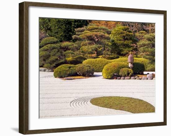 Bushes and Pagoda-Style Lamp in the Japanese Gardens, Washington Park, Portland, Oregon, USA-Janis Miglavs-Framed Photographic Print