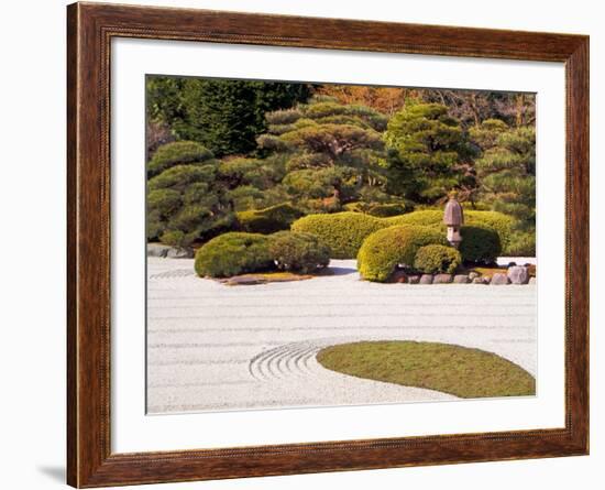 Bushes and Pagoda-Style Lamp in the Japanese Gardens, Washington Park, Portland, Oregon, USA-Janis Miglavs-Framed Photographic Print