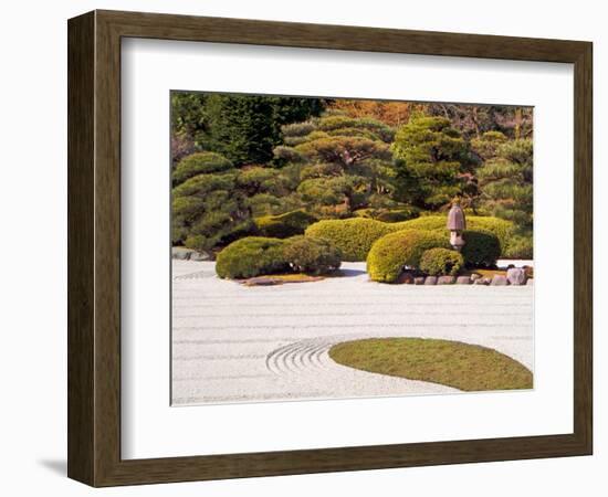 Bushes and Pagoda-Style Lamp in the Japanese Gardens, Washington Park, Portland, Oregon, USA-Janis Miglavs-Framed Photographic Print