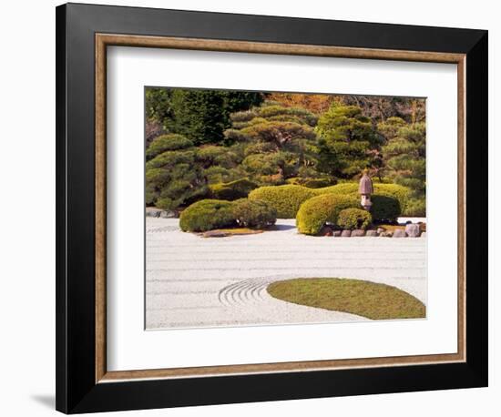 Bushes and Pagoda-Style Lamp in the Japanese Gardens, Washington Park, Portland, Oregon, USA-Janis Miglavs-Framed Photographic Print