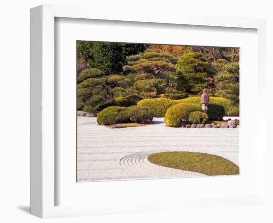 Bushes and Pagoda-Style Lamp in the Japanese Gardens, Washington Park, Portland, Oregon, USA-Janis Miglavs-Framed Photographic Print