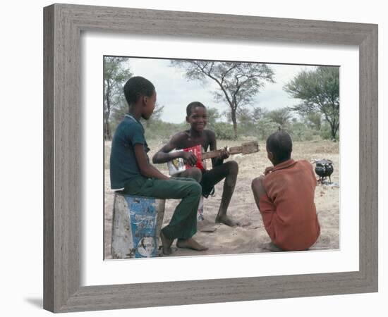 Bushman Boys, Kalahari, Botswana, Africa-Robin Hanbury-tenison-Framed Photographic Print