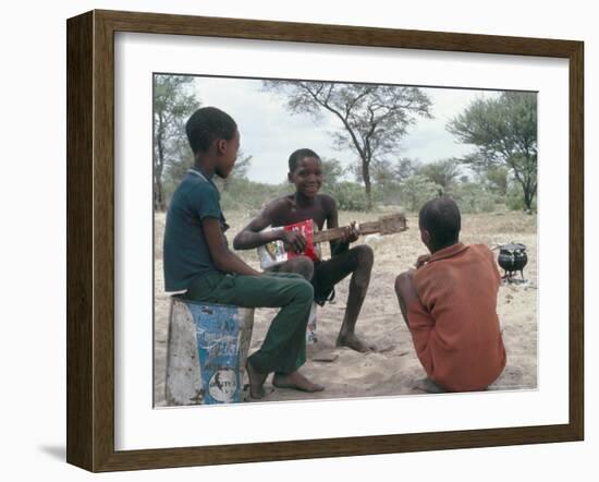 Bushman Boys, Kalahari, Botswana, Africa-Robin Hanbury-tenison-Framed Photographic Print