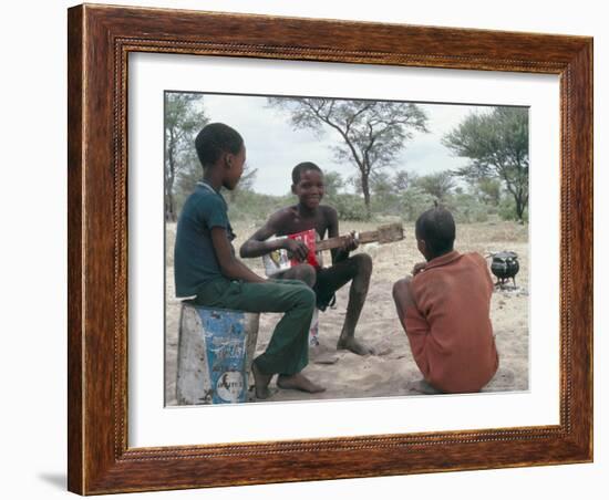 Bushman Boys, Kalahari, Botswana, Africa-Robin Hanbury-tenison-Framed Photographic Print