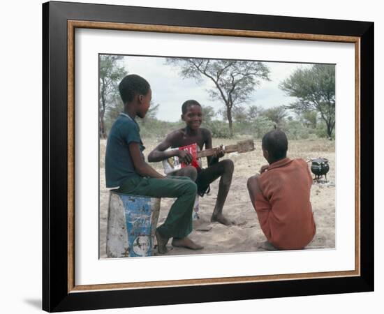 Bushman Boys, Kalahari, Botswana, Africa-Robin Hanbury-tenison-Framed Photographic Print