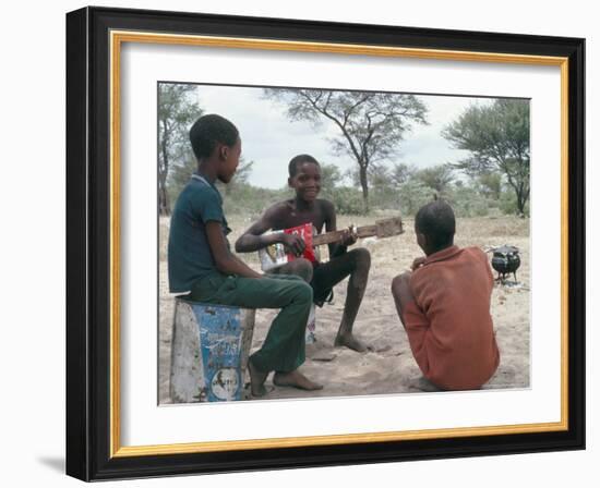 Bushman Boys, Kalahari, Botswana, Africa-Robin Hanbury-tenison-Framed Photographic Print