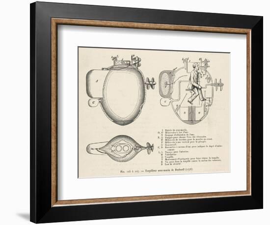 Bushnell's "Turtle" the First Submersible Craft to be Used in Action Attacking a British Ship-Pesce-Framed Photographic Print