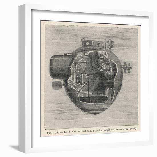 Bushnell's "Turtle" the First Submersible Craft to be Used in Action Attacking a British Ship-Pesce-Framed Art Print