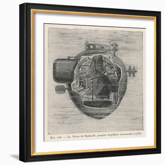 Bushnell's "Turtle" the First Submersible Craft to be Used in Action Attacking a British Ship-Pesce-Framed Art Print