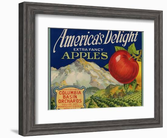 Business Americana Food; Fruit Crate Labels, Columbia Basin Orchards-null-Framed Art Print