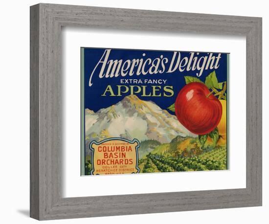 Business Americana Food; Fruit Crate Labels, Columbia Basin Orchards-null-Framed Art Print