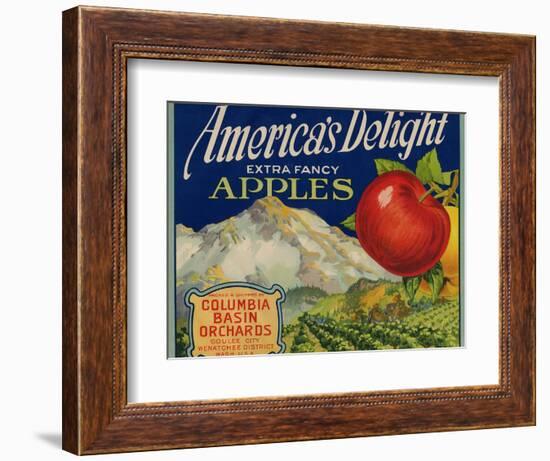 Business Americana Food; Fruit Crate Labels, Columbia Basin Orchards-null-Framed Art Print