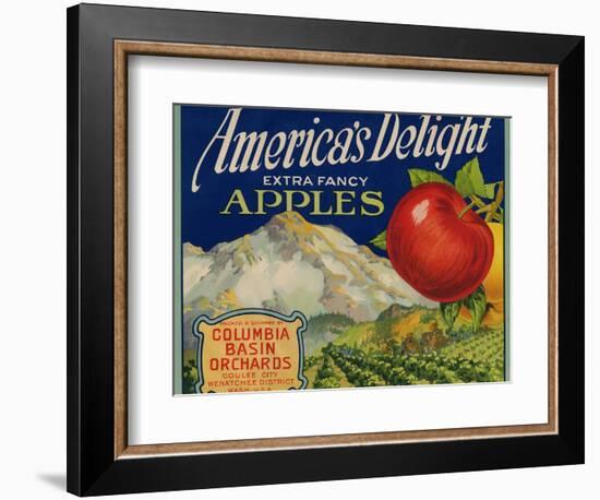 Business Americana Food; Fruit Crate Labels, Columbia Basin Orchards-null-Framed Art Print