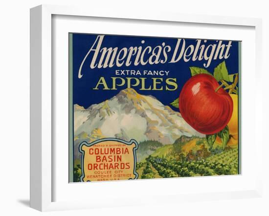 Business Americana Food; Fruit Crate Labels, Columbia Basin Orchards-null-Framed Art Print