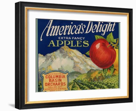 Business Americana Food; Fruit Crate Labels, Columbia Basin Orchards-null-Framed Art Print