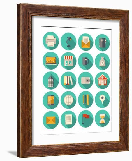 Business and Finance Modern Icons Set-bloomua-Framed Art Print
