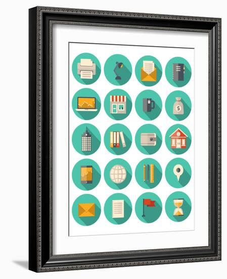 Business and Finance Modern Icons Set-bloomua-Framed Art Print