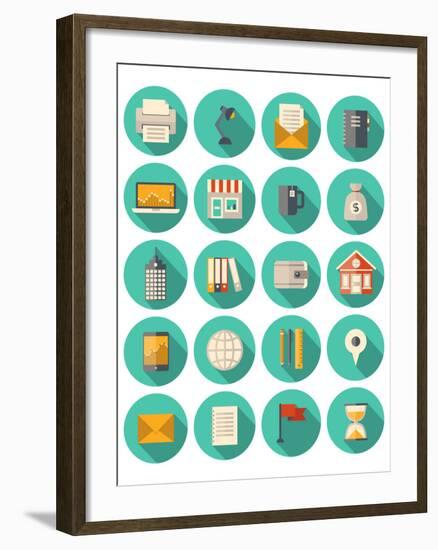 Business and Finance Modern Icons Set-bloomua-Framed Art Print