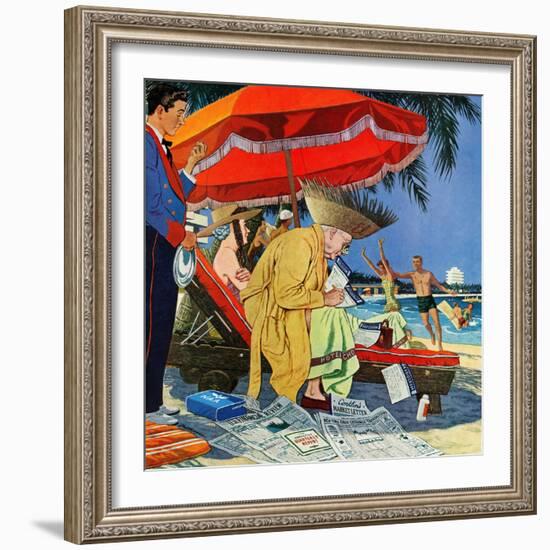 "Business at the Beach," January 23, 1960-James Williamson-Framed Giclee Print