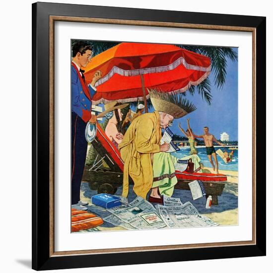 "Business at the Beach," January 23, 1960-James Williamson-Framed Giclee Print