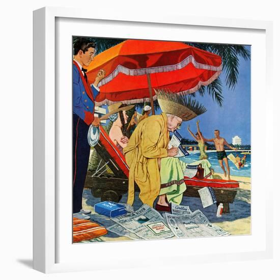 "Business at the Beach," January 23, 1960-James Williamson-Framed Giclee Print