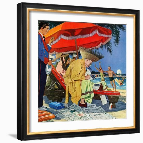 "Business at the Beach," January 23, 1960-James Williamson-Framed Giclee Print