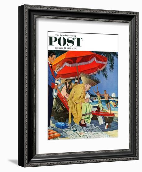 "Business at the Beach," Saturday Evening Post Cover, January 23, 1960-James Williamson-Framed Giclee Print