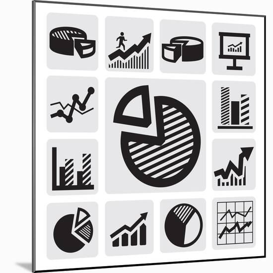 Business Chart Icons-bioraven-Mounted Art Print