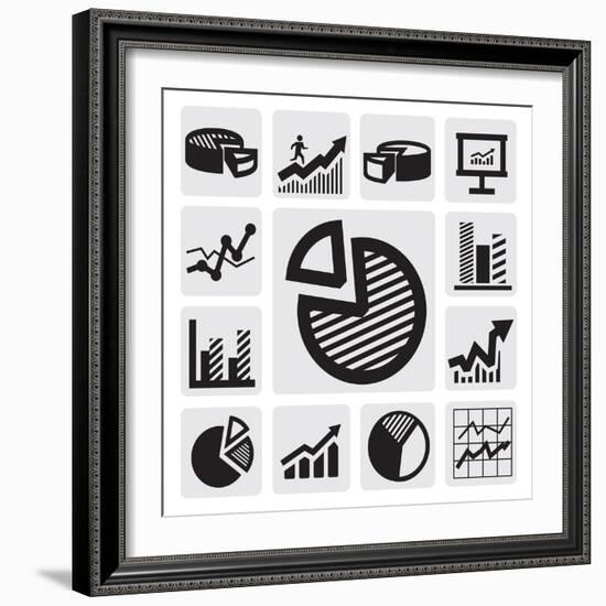 Business Chart Icons-bioraven-Framed Art Print