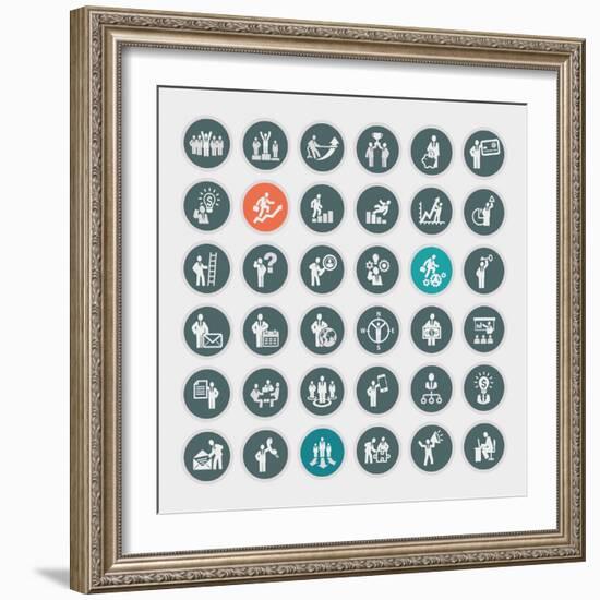 Business Concept Icons-PureSolution-Framed Art Print