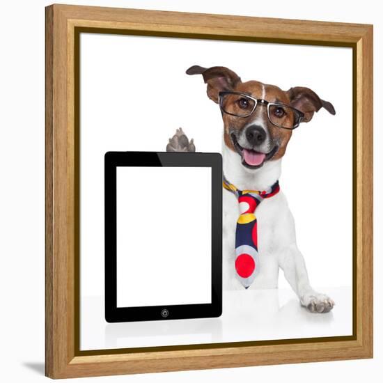 Business Dog Tablet Pc Ebook-Javier Brosch-Framed Premier Image Canvas