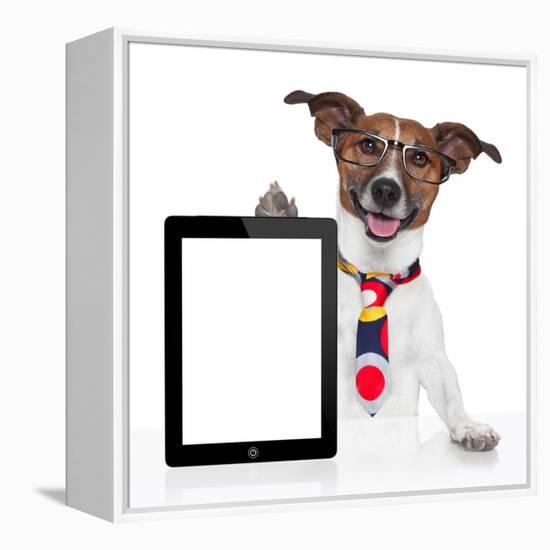 Business Dog Tablet Pc Ebook-Javier Brosch-Framed Premier Image Canvas