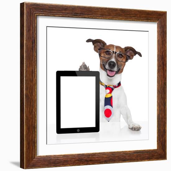 Business Dog Tablet Pc Ebook-Javier Brosch-Framed Photographic Print