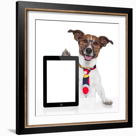 Business Dog Tablet Pc Ebook-Javier Brosch-Framed Photographic Print