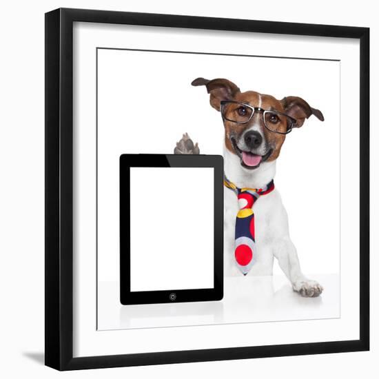 Business Dog Tablet Pc Ebook-Javier Brosch-Framed Photographic Print