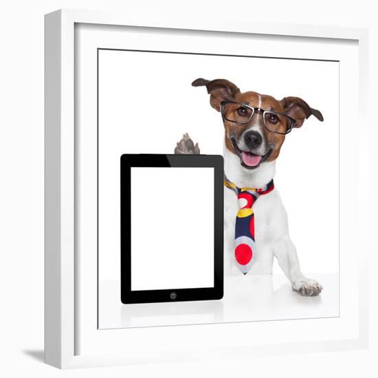 Business Dog Tablet Pc Ebook-Javier Brosch-Framed Photographic Print