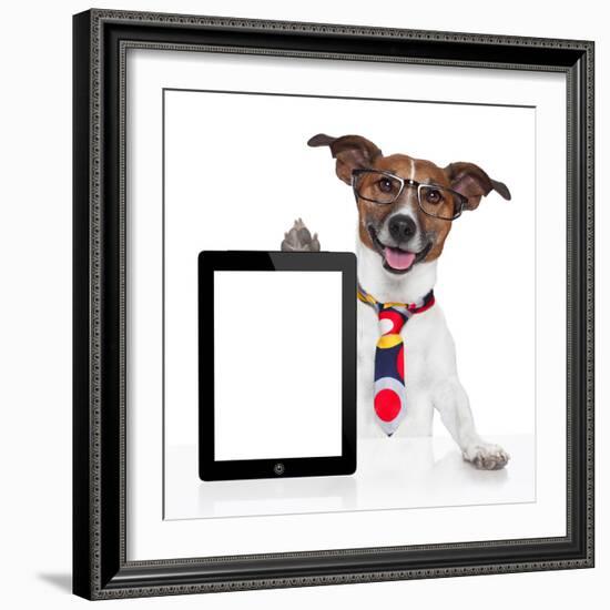 Business Dog Tablet Pc Ebook-Javier Brosch-Framed Photographic Print