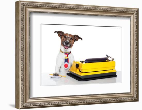 Business Dog Typewriter-Javier Brosch-Framed Photographic Print