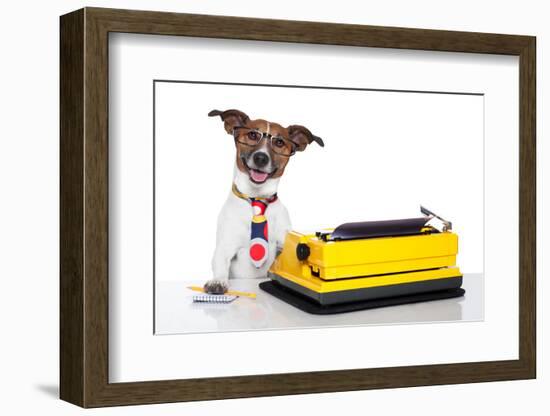 Business Dog Typewriter-Javier Brosch-Framed Photographic Print