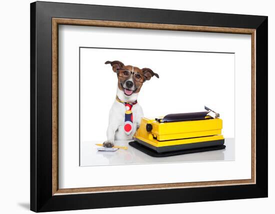 Business Dog Typewriter-Javier Brosch-Framed Photographic Print