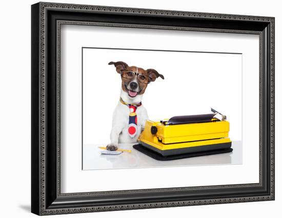 Business Dog Typewriter-Javier Brosch-Framed Photographic Print